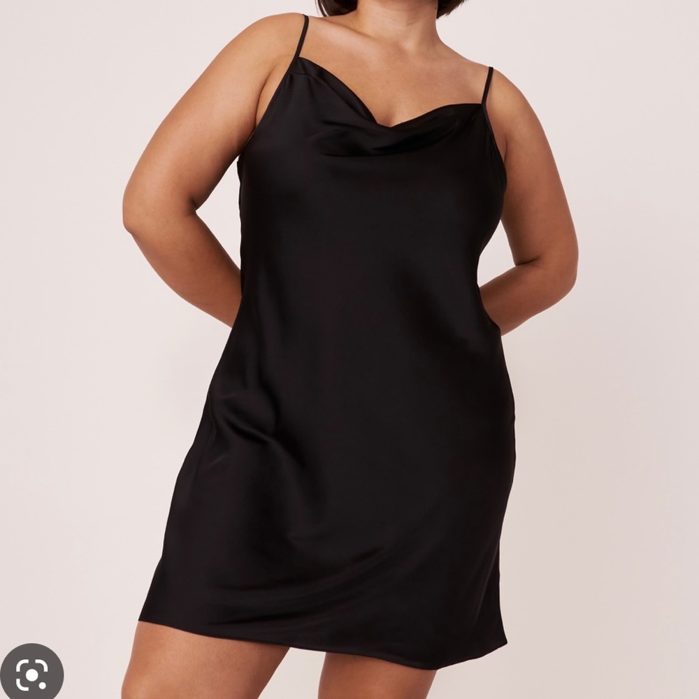 Cowl neck satin slip dress